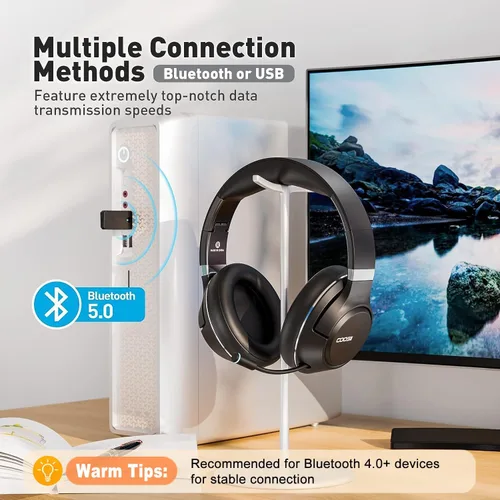 Vista 5 de Auriculares inalámbricos H300 con micrófono, auriculares Bluetooth sobre la Negro