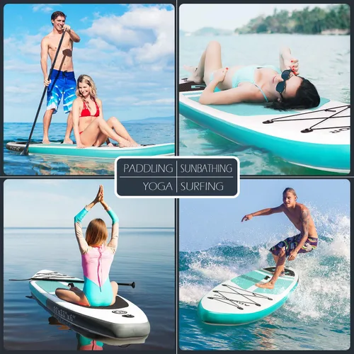 Vista 6 de Tabla de Paddle Board de 11' x 33" x 6" Extra Ancha Inflable Stand Up Paddle Board con Bomba de Mano, Correa, Pala Ajustable Para Versión Básica