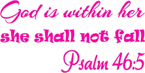 Vista 6 de VWAQ - Adhesivo decorativo para pared con texto en inglés "God is Within Her She Shall Not Fall Not Fall Psalm 46:5", color negro