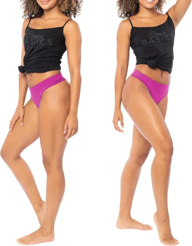 Vista 3 de Sexy Basics Paquete de 6 tangas deportivas activas para mujer, ropa interior suave