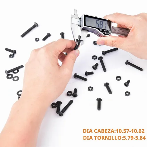 Vista 2 de VIGRUE Juego de 225 tornillos hexagonales M6 x 12/14/16/20/25/1.181 in, tornillos hexagonales, tuercas, arandela surtido, acero de aleación de grado