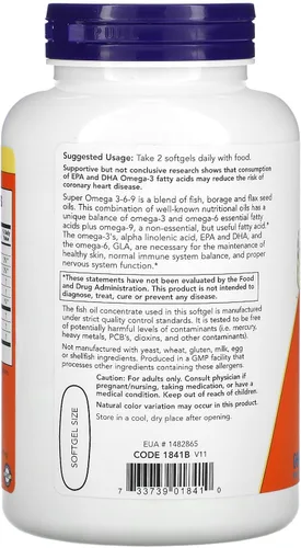 Vista 3 de Now Foods Super Omega 3-6-9 Geles blandos, 1200 mg, 180