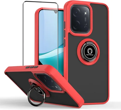 Vista 8 de QUIETIP Funda para Redmi 15C/Poco C85 con protector de pantalla, anillo magnético translúcido mate para montaje en coche, negro