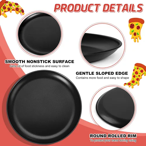 Vista 3 de P&P CHEF Bandeja de pizza para cocina casera, bandeja de pizza de acero inoxidable para hornear pizza, saludable, reutilizable y fácil de limpiar