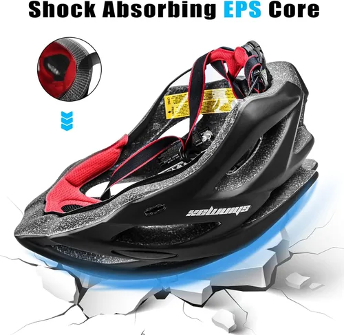 Vista 6 de Casco de bicicleta para hombre y mujer, casco de bicicleta Shinmax con luz trasera y visera desmontable