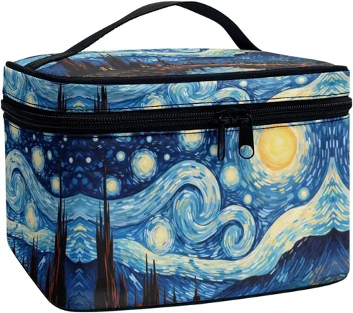 Vista 17 de Flashideas Bolsa de maquillaje para cosméticos Almacenamiento vertical Bolsa de maquillaje de viaje de gran capacidad, Caballo Azteca 1
