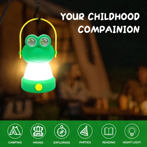 Vista 4 de Linterna LED de campamento para niños de 6 años en adelante, luz nocturna alimentada por batería, regalo temático para el día del niño, cumpleaños
