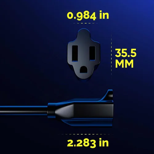 Vista 3 de Maximm Cable de extensión de enchufe plano giratorio de 360°, 1.5 m, 16 AWG, cable de extensión de 3 puntas, cable de alimentación de conexión a