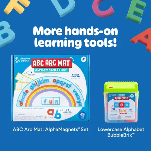 Vista 6 de Educational Insights AlphaMagnets en mayúsculas multicolor – Imanes ABC para niños de 3 a 5 años, juguetes de aprendizaje del alfabeto para niños