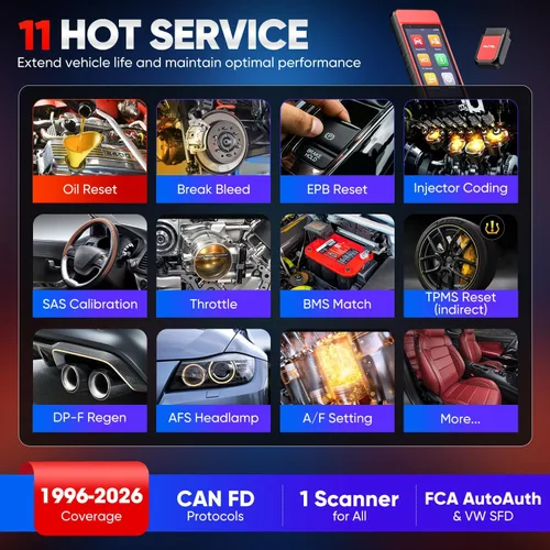 Vista 5 de Autel Escáner MaxiDiag MD909 PRO OBD2, lector de códigos de automóvil MD909PRO 2026, herramienta de diagnóstico de todos los sistemas, 11 servicios