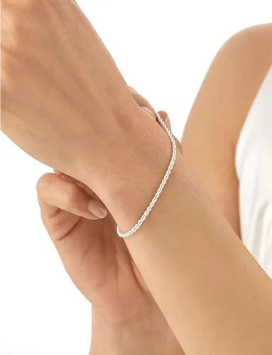 Vista 4 de nometo Pulsera de cadena de cuerda de plata de ley 925, pulsera de cadena de caja, pulsera de cadena de 2mm 3mm 5mm, pulsera chapada en plataoro