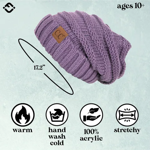 Vista 371 de Funky Junque Gorro de moda de punto trenzado de talla extragrande, grueso, abrigado, suave y holgado