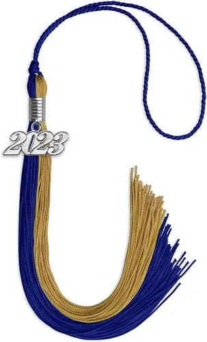 Vista 48 de Endea Graduation Borla de doble color con gota de fecha plateada (negro/oro antiguo, 2025)