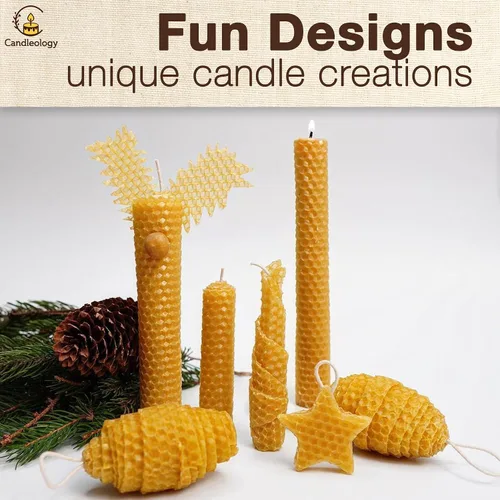 Vista 12 de Kit de fabricación de velas de cera de abejas para principiantes, con 7 hojas de cera de abeja y múltiples decoraciones para hacer velas