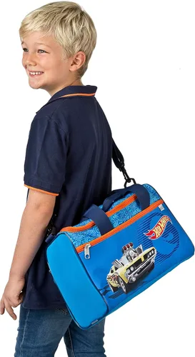 Vista 4 de Hot Wheels - Bolsa deportiva para niños, 10 L, bolsa de viaje pequeña y bolsa para niños con correa de hombro extraíble y ajustable, diseño de autos