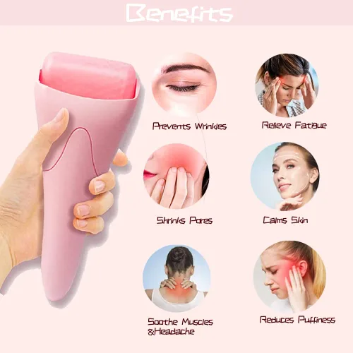 Vista 5 de Rodillo de hielo para moldeador facial, masajeador facial, herramientas para el cuidado de la piel para antiarrugas, hielo frío, rodillo facial