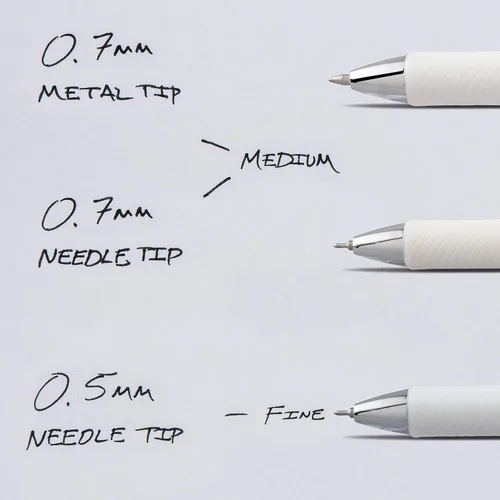 Vista 9 de Pentel EnerGel Pearl RTX Bolígrafo de gel líquido retráctil, (0.028 in), línea media, punta de aguja, tinta negra, paquete de 12 (BLN77PW-A)