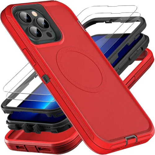 Vista 13 de YKHJKLEC para iPhone 13 Pro Max, funda militar grado 3 en 1 resistente a golpes/caídas/polvo con 2 piezas de protector de pantalla de vidrio