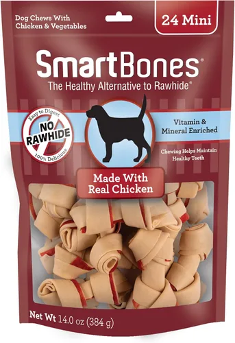 Vista 6 de SmartBones Mini masticables con carne de res real, 24 unidades, masticables sin piel cruda para perros