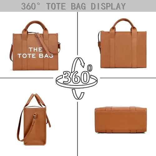 Vista 2 de Bolsas de trabajo para mujer, de gran tamaño, de piel sintética, con asa superior, para mujer