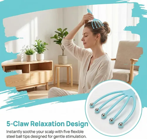 Vista 2 de Paquete de 2 masajeadores de cabeza para el crecimiento del cabello, masajeador de mano estimulante del cuero cabelludo para relajación profunda
