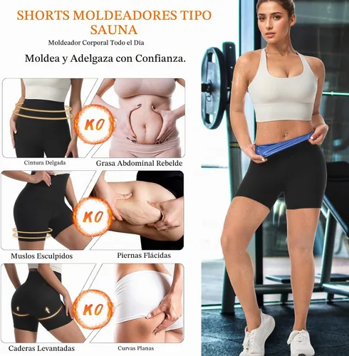 Vista 3 de JBT Sauna Sweat Shorts for Women High Waist Slimming Compression Workout Pants for Thighs and Tummy Control