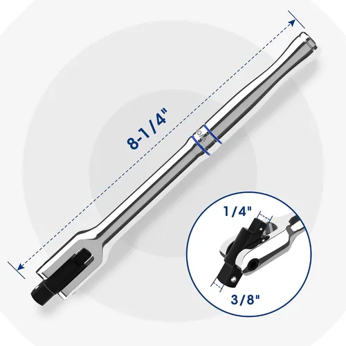Vista 2 de WORKPRO Barra rompedora de doble accionamiento, accionamiento de 3/8" y 1/4", barras rompedoras resistentes, 8 pulgadas de longitud con cabezal