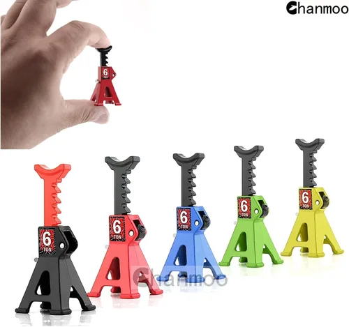 Vista 9 de 1/24 RC Toy Jack Stands 1/18 Simulación 6 Ton Metal Ajustable Mini Jack Soporte para 1:18 1:24 Escala Crawler Car Axial SCX24 Kyosho Tamiya HSP Negro