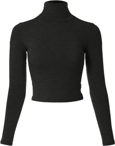 Vista 8 de MixMatchy Camiseta básica de manga larga con cuello alto y corte ajustado para mujer Negro
