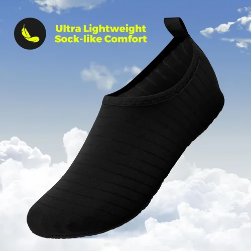 Vista 5 de JOTO Zapatos de agua para mujeres y hombres, calcetines acuáticos transpirables de secado rápido, suela de goma antideslizante flexible, ligeros
