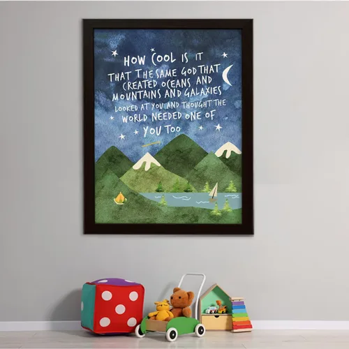 Vista 5 de Arte de pared de Same God Creation, How Cool is it that the Same God - Marco de lienzo impreso para decoración de pared de habitación de niños