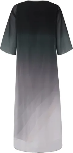 Vista 2 de Vestido de manga corta para mujer, casual, con estampado de moda, cuello redondo, longitud media, de dos piezas