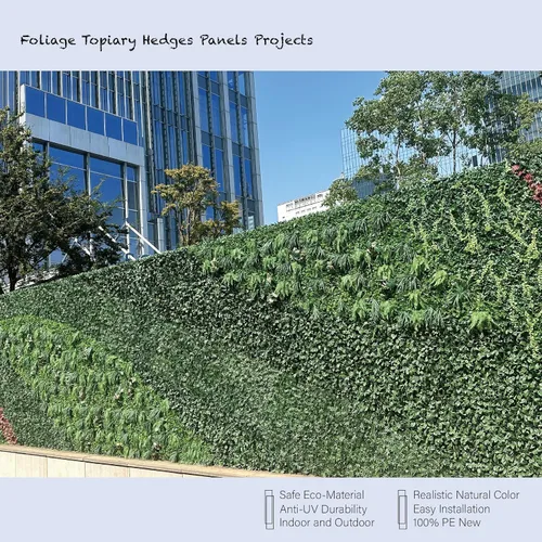Vista 5 de KuGuo Paneles de plantas artificiales de seto topiario para interiores y exteriores, seto de follaje, paneles de pared de césped sintético, 6 piezas