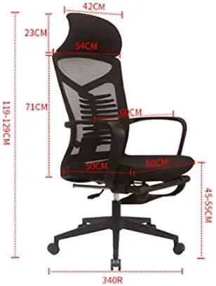 Vista 3 de Silla de computadora, silla giratoria para oficina en casa, respaldo de masaje, respaldo alto de malla, reclinable plano (estilo 1)