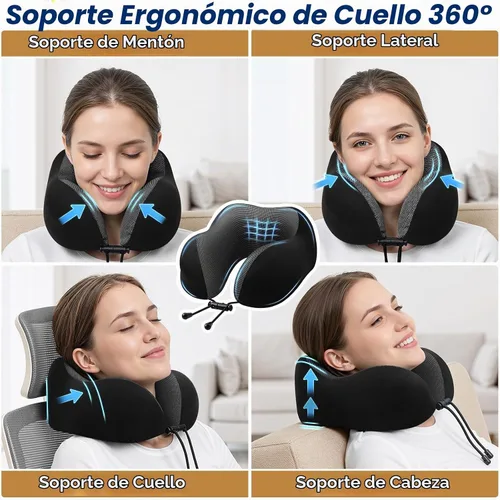Vista 4 de ExploreBliss Almohada de viaje, almohada de espuma viscoelástica para el Negro