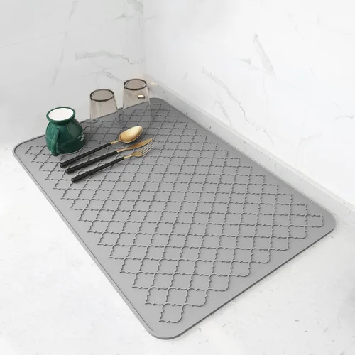 Vista 9 de AMOAMI - Tapete de secado de platos para cocina, de silicona, tapete de secado de platos de cocina, resistente al calor, accesorios de cocina Beige
