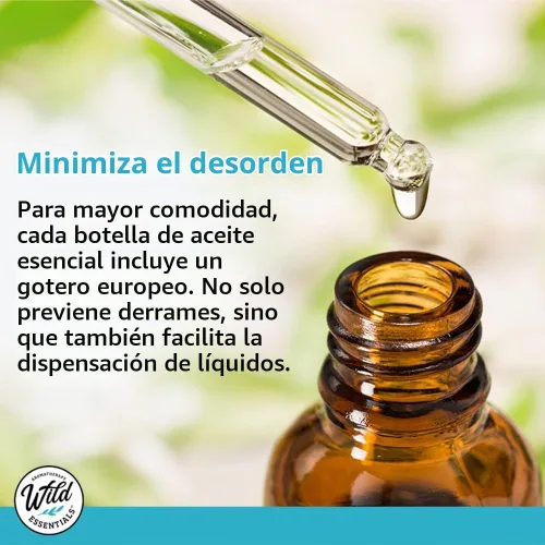 Vista 4 de Botella de vidrio color ámbar de 5 ml con gotero euro Tapa negra Juego de 12