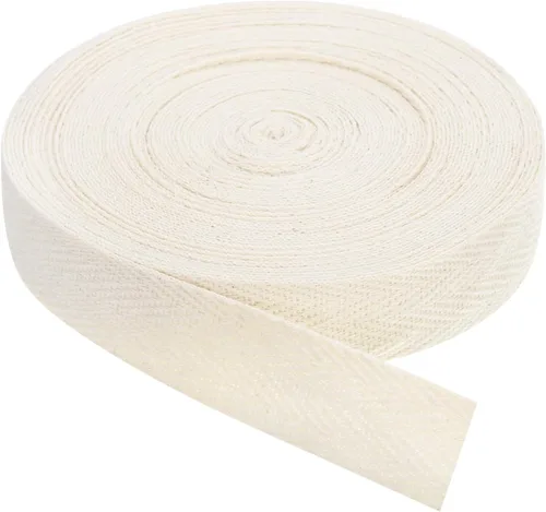 Vista 26 de uxcell Cinta de sarga, 1 cinta de tela de algodón de 11 yardas x 0.315 in, rollo de cinta de espiga para ropa, accesorios, bolsas (beige y blanco)