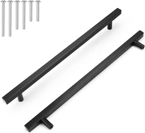 Vista 44 de Probrico Paquete de 5 manijas de gabinete, color negro, 2-1/2 pulgadas (2.520 in), barra cuadrada en T, manijas de gabinete de cocina, tiradores