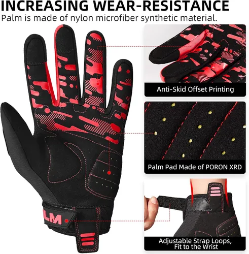Vista 3 de ILM Guantes de motocicleta para adultos, motocross, ATV MTB, guantes de bicicleta de montaña, guantes de pantalla táctil de dedo completo
