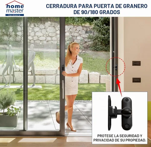 Vista 6 de HOME MASTER HARDWARE Cerradura de puerta de granero abatible de 90/180 grados, pestillos de puerta sólidos gruesos, pestillo de puerta corredera
