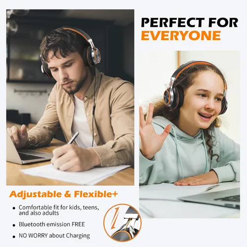 Vista 2 de Auriculares Ailihen C8, ligeros y plegables con micrófono para iPhone, iPad, iPod, teléfonos inteligentes Android, computadoras, laptop, Mac, Negro