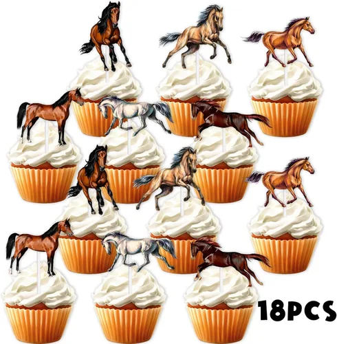 Vista 3 de 18 piezas de decoración de postre con purpurina marrón para decoración de fiesta de cumpleaños