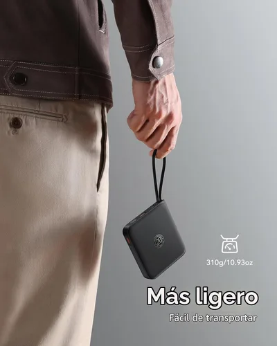 Vista 6 de VRURC Cargador portátil de 20000 mAh de carga rápida de 20 W con 4 cables incorporados