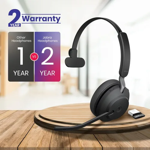 Vista 8 de Jabra Auriculares inalámbricos Evolve2 65 certificados para MS Teams, dongle Bluetooth, compatible con Zoom, Meet, ideal para trabajar desde casa