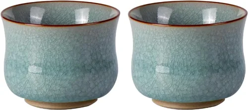 Vista 20 de KAMMAK Juego de 2 tazas de té pequeñas de porcelana de 6.7 onzas, tazas de té japonesas de cerámica para el hogar, fiesta, oficina, juego de té
