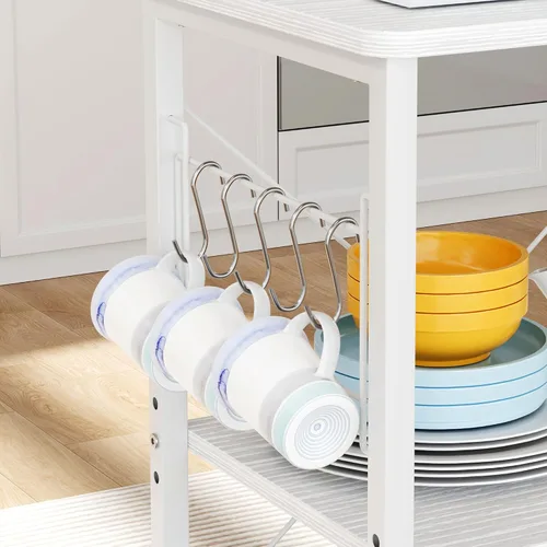 Vista 5 de Mr IRONSTONE Carrito de microondas de 23.7 pulgadas para espacio pequeño, soporte de microondas de 3 niveles, carrito de café, carrito de cocina