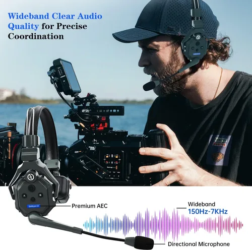 Vista 3 de Hollyland Solidcom C1 2 Usuarios 1100ft Full-Duplex Wireless Headset Sistema de intercomunicación para equipo de comunicación grupal Talk
