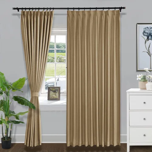 Vista 18 de Fcosie Cortinas opacas de lino de 63 pulgadas de largo, cortinas plisadas para barra transversal, cortinas con aislamiento térmico para comedor