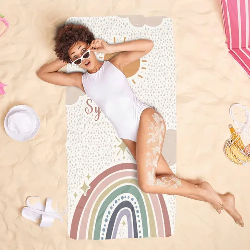 Vista 6 de Toallas de playa personalizadas para niños y adultos, toalla de microfibra personalizada con nombres, secado rápido para piscina y baño, 31 x 71